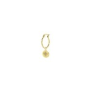S.S.GOLD IP SINGLE ROUND EARRING WITH MEDAL PEND S.steel gold ip single round earring with balls texture, 16,30 mm diameter, 1,4
