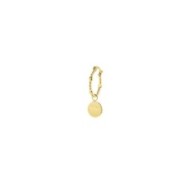 S.S.GOLD IP SINGLE ROUND EARRING WITH MEDAL PEND S.steel gold ip single round earring 16,30 mm diameter, 1,40 mm thickness, with