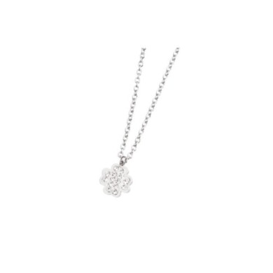 316L S.STEEL NECKLACE CLOVER WITH STONES 316 S.STEEL NECKLACE 8.5*8.5*1.5 MM CLOVER WITH CLAY AND RHINESTONES,1.6 MM BALL CHAIN