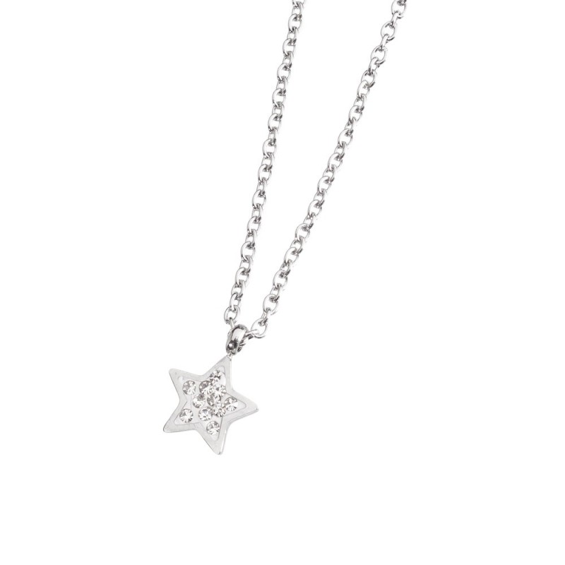 316L S.STEEL NECKLACE STAR WITH STONES 316 S.STEEL NECKLACE 8.5*7.5*1.5 MM STAR WITH CLAY AND RHINESTONES,