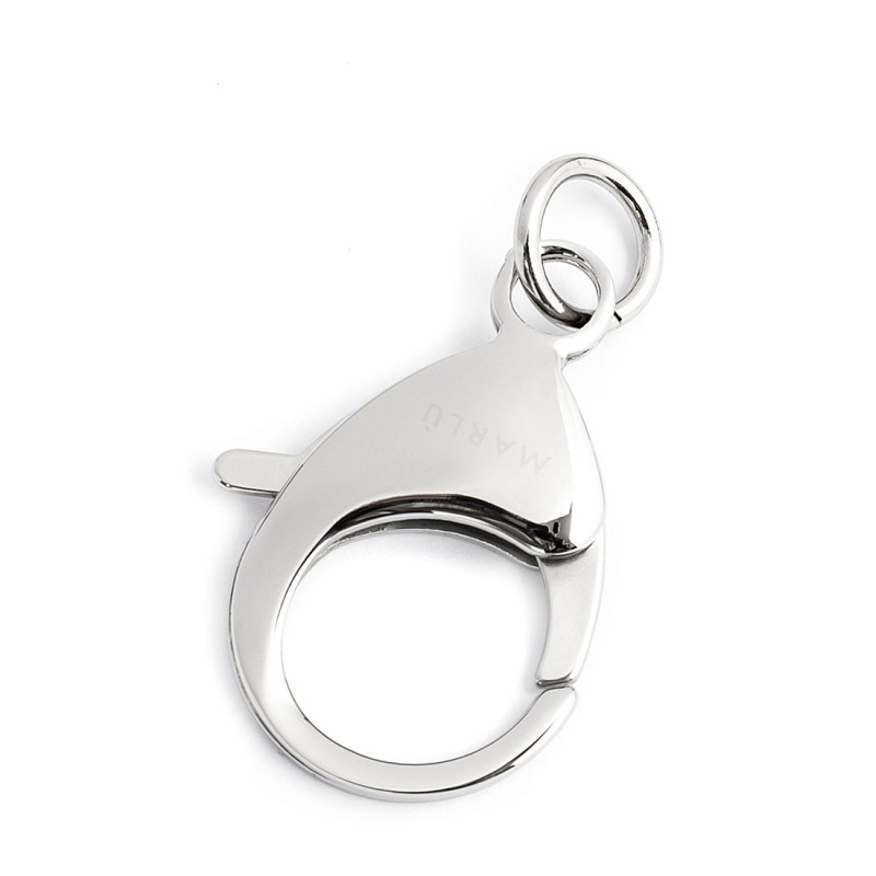 S.STEEL KEYRING LOCK 33MM S.steel keyring lock, 33*20 mm, 5,40 mm thickness with lasered Marlù logo. Included little ring with