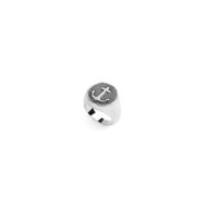 S.STEEL ROUND PLATE WITH ANCHOR Polished s.steel round plate 16,20 mm diameter, 1 mm thickness with on the front side in the mid