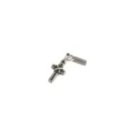 BURNISHED STEEL CROSS CHARM Burnished steel charm in the shape of a cross and rectangular tag with the word "Credere"Man Class