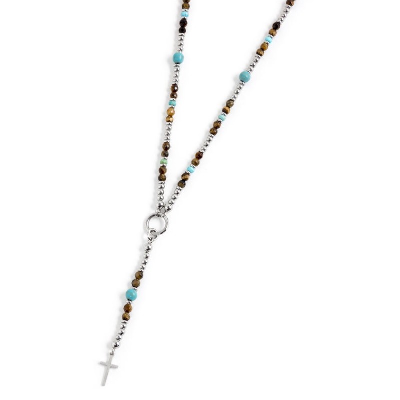 Collana occhio di tigre e turchese