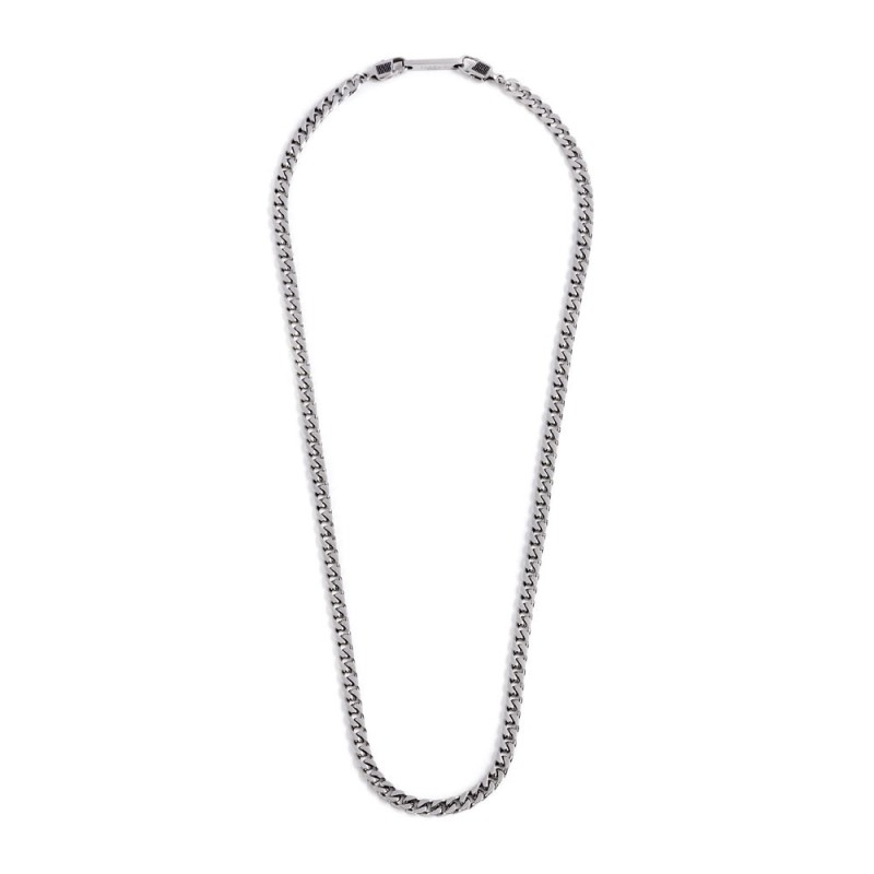 S.STEEL NECKLACE CURB CHAIN 4,40 MM S.steel necklace 4,40 mm curb chain. Total lenght 50 cm with double locks 14,8 mm adjustable
