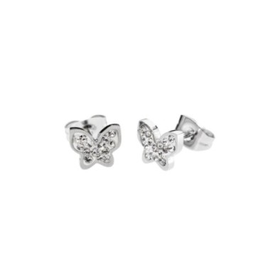 316L EARRINGS BUTTERFLY  WITH STONES 316 S.STEEL EARRING WITH 7.5*6.4*1.5 MM BUTTERFLY,BUTTERFLY WITH CLAY AND RHINESTONES