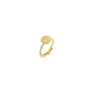 S.S. G.IP RING MEDAL INFINITY SYMBOL AND WHITE CRYST SIZE 52 Polished s.steel gold ip ring, with large and small dots texture by