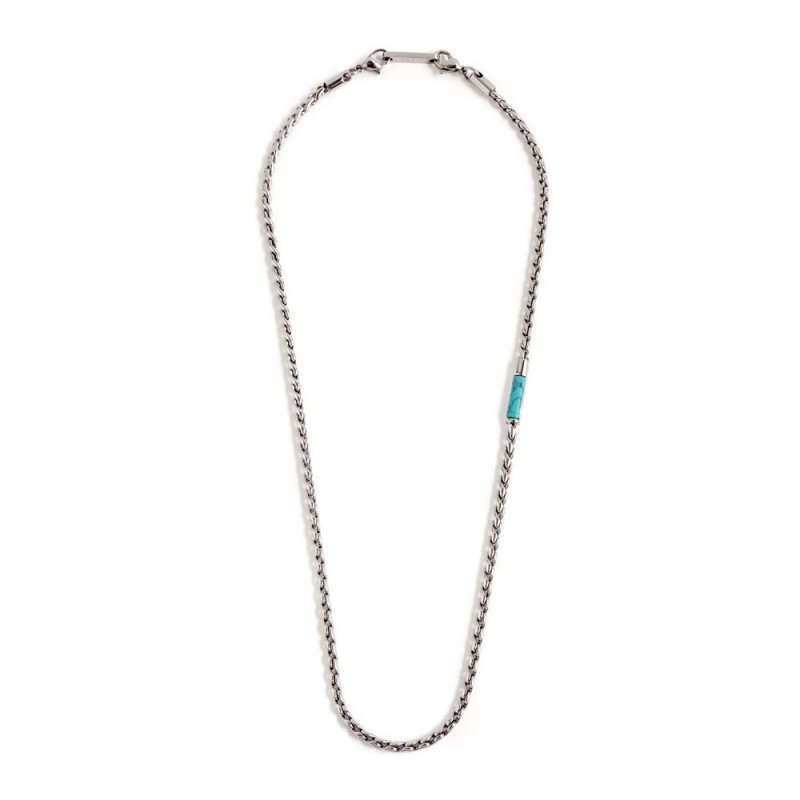 CATENA ACCIAIO CORDA CON BARRETTA