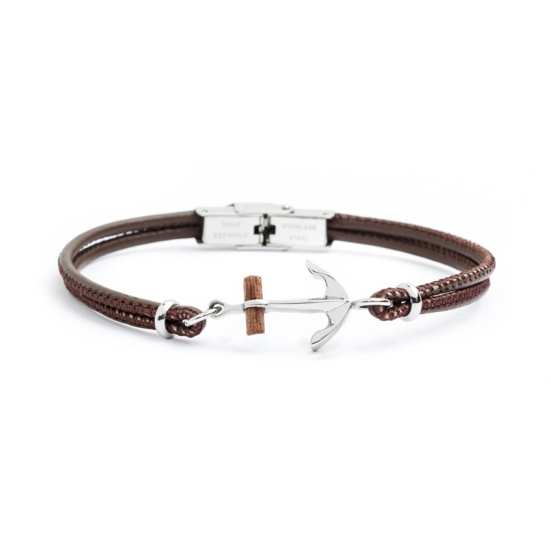 Bracciale in pelle con ancora