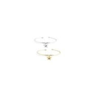 S.STEEL BANGLE WITH LUCKY STAR 316 s. steel oval open bangle, with 8 mm star pendant with lucky in black enamelTMT 14