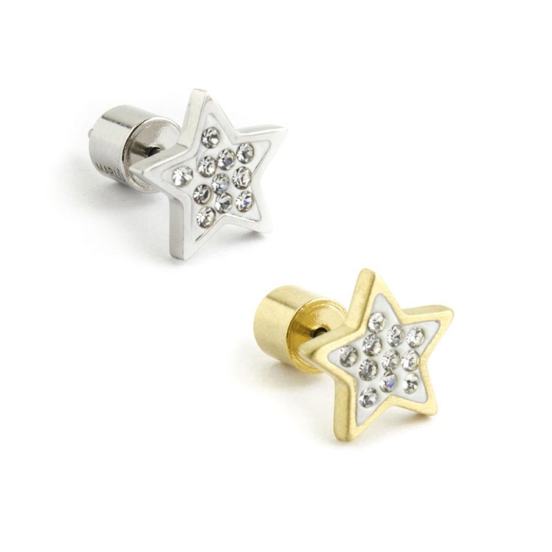 Orecchino a lobo stella con cristalli