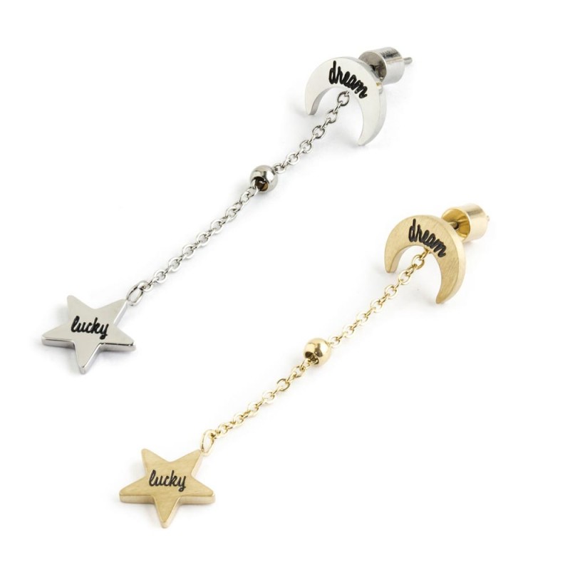 Orecchino luna con pendente stella