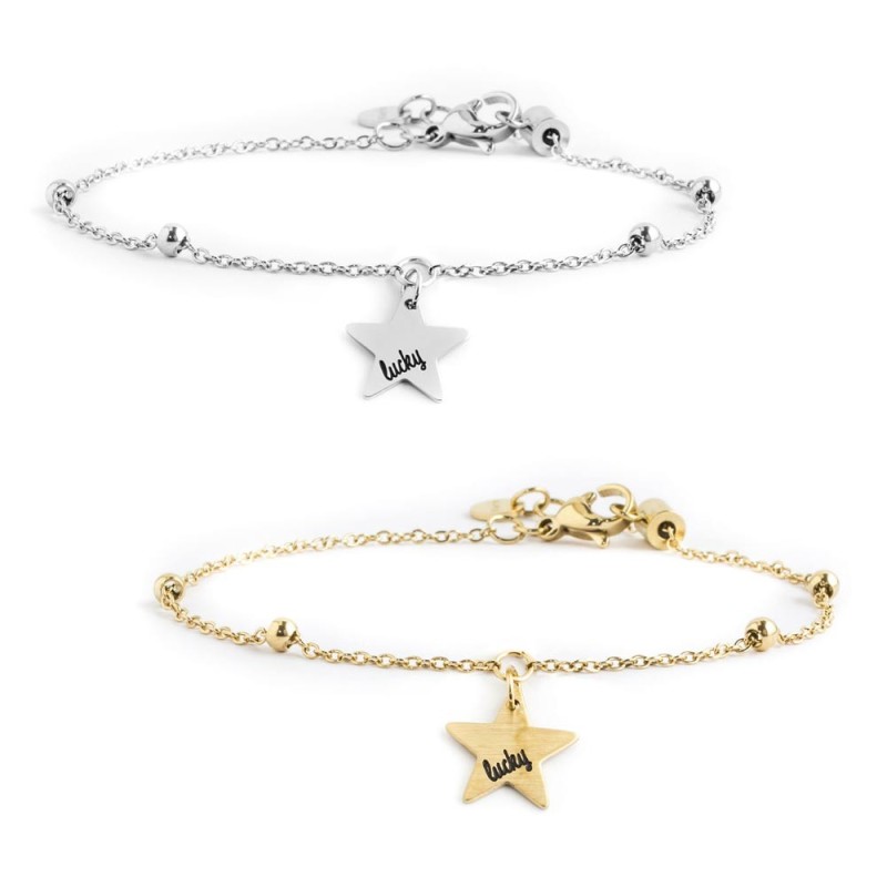 BRACCIALE ACCIAIO STELLA LUCKY PENDENTE
