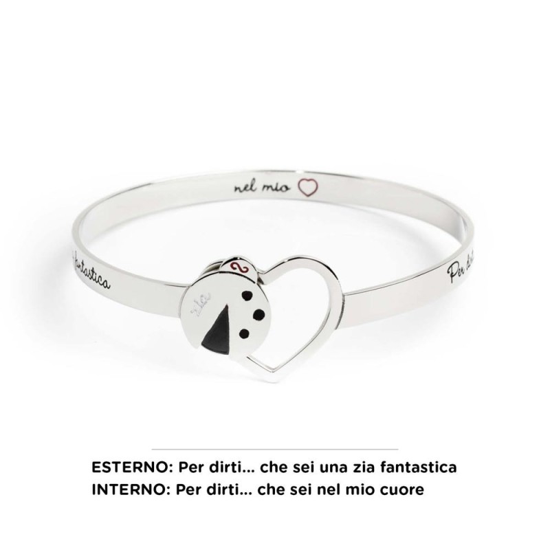 BRACCIALE RIGIDO COCCINELLA E CUORE
