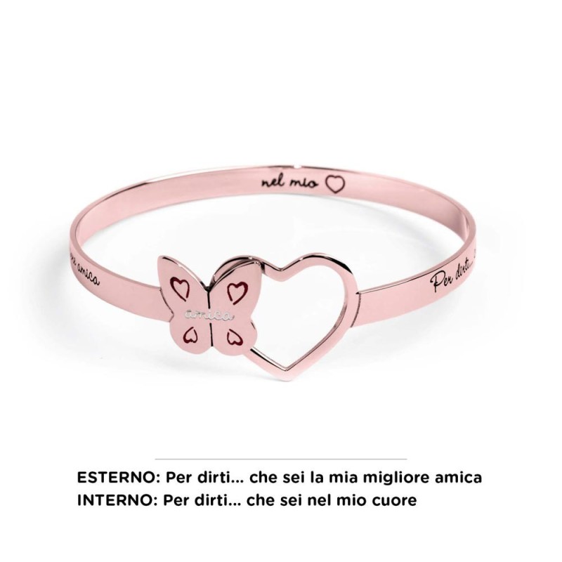 BRACCIALE RIGIDO FARFALLA E CUORE