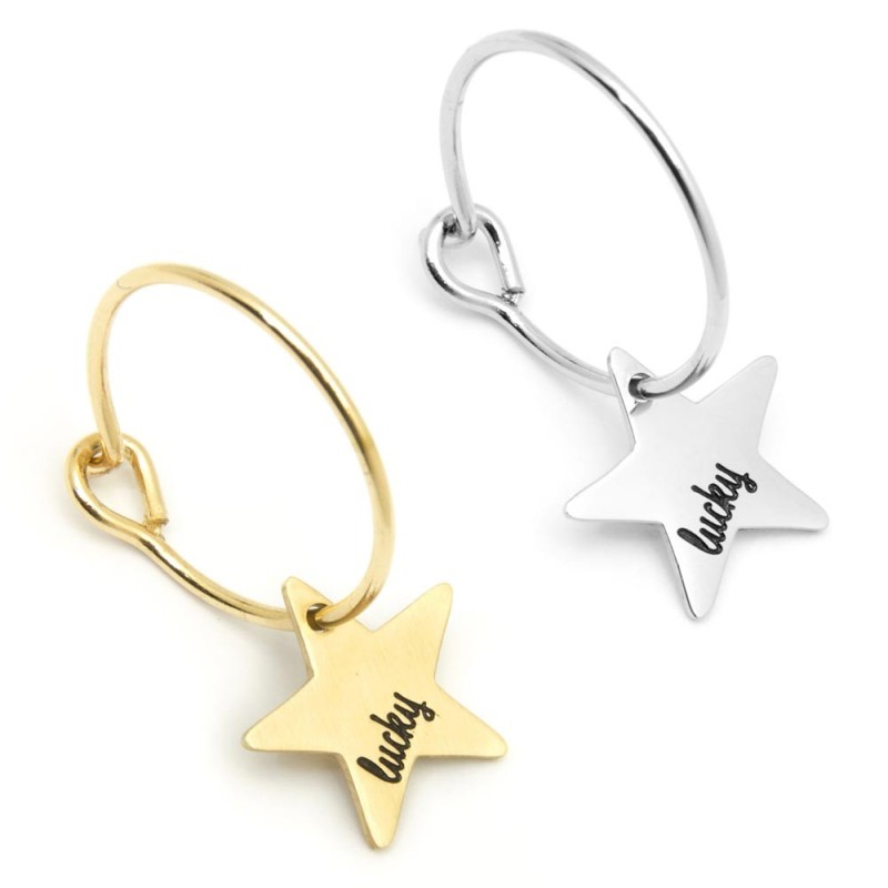 Orecchino a cerchio stella lucky