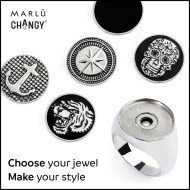 Anello changy tondo con piastrina smalto nero