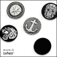 Anello changy tondo con piastrina smalto nero