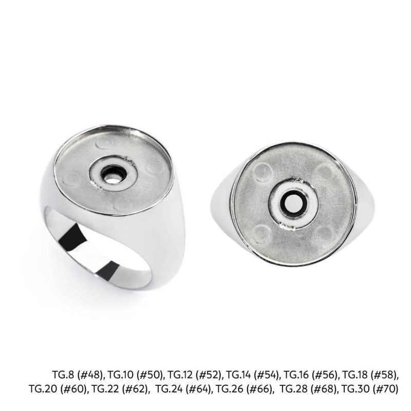 Anello changy tondo con piastrina smalto nero