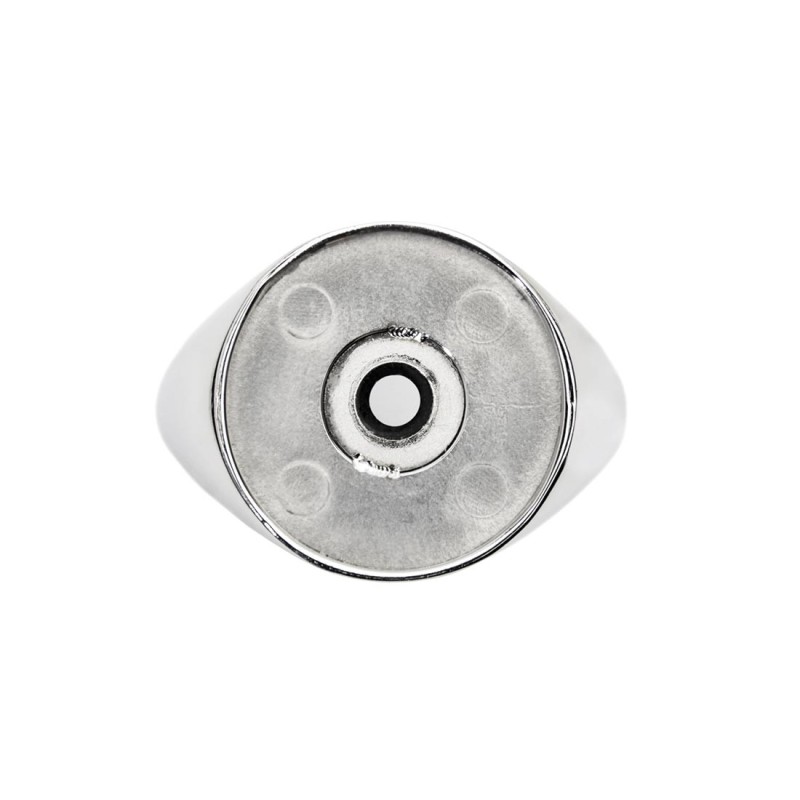 Anello changy tondo con piastrina smalto nero