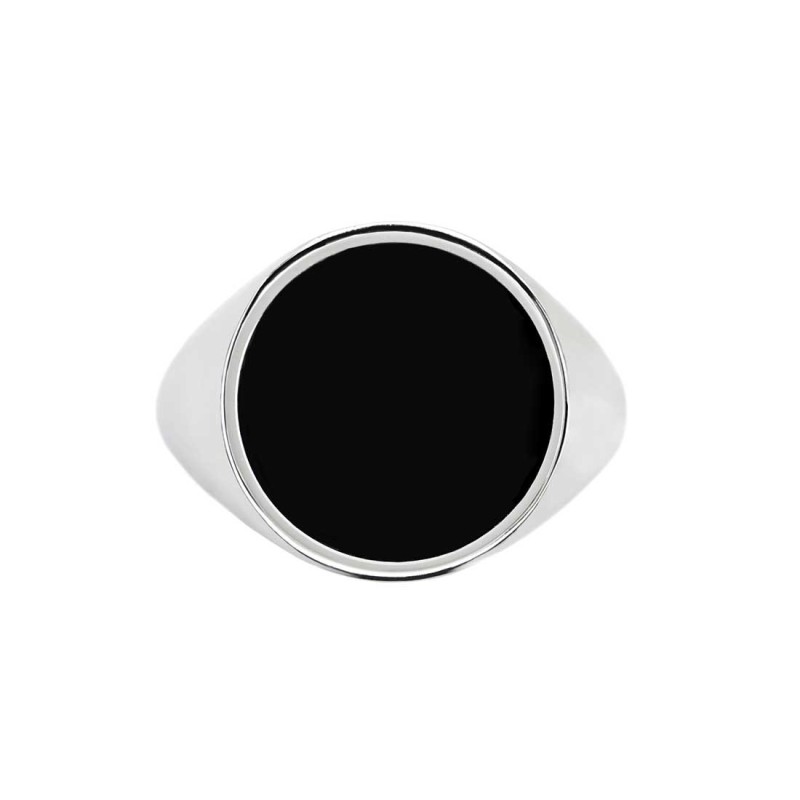 Anello changy tondo con piastrina smalto nero