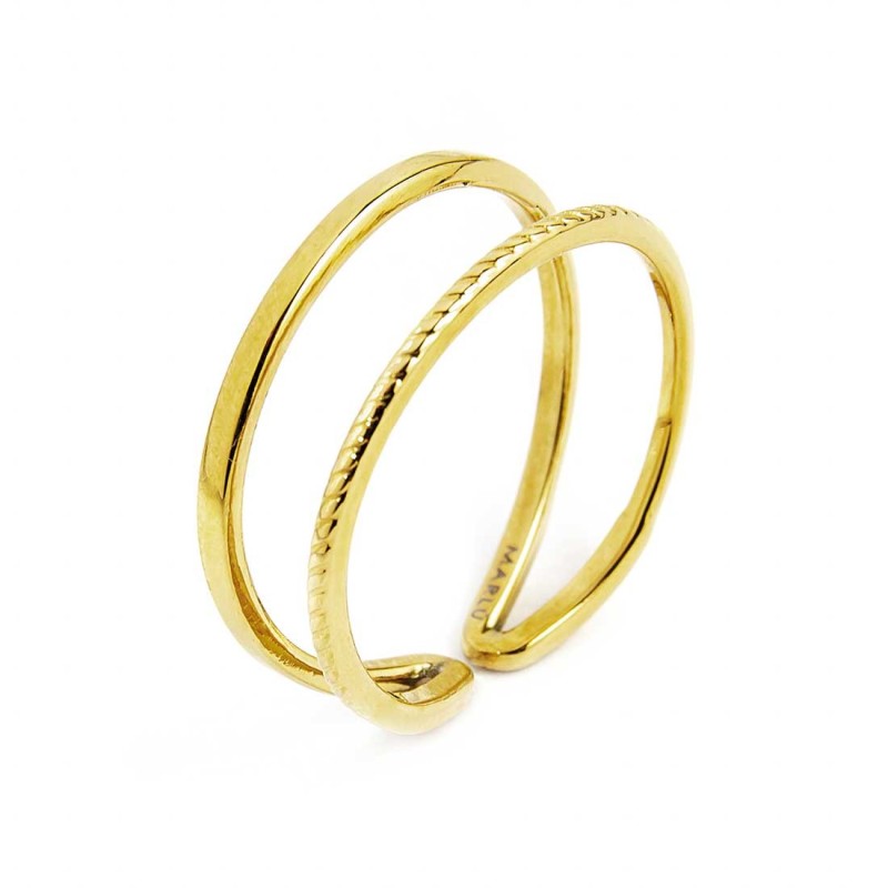 Anello doppia fascia sezione rettangolare e ritorta