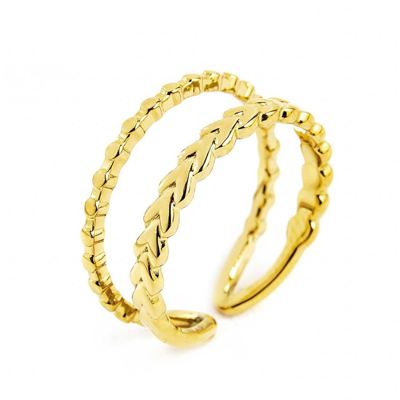 ANELLO CHEVRON E PUNTINATA DOPPIA FASCIA