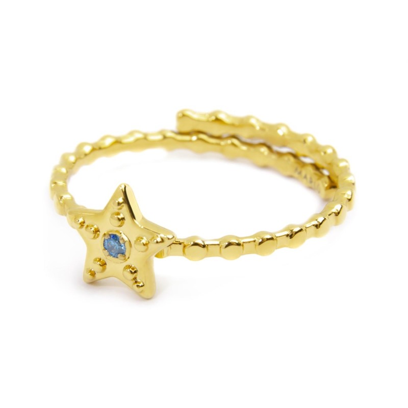 Anello luna e stella con zircone