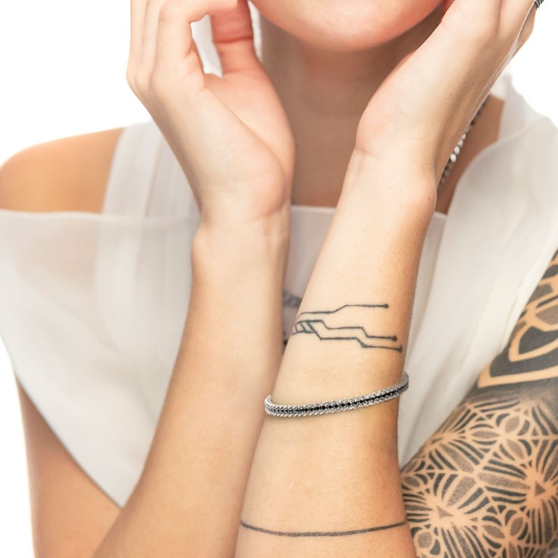 Bracciale tennis 2,5mm con catena grumetta