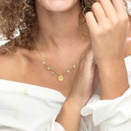 Collana medaglietta sole pendente con zirconi