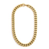 S.S.GOLD IP NECKLACE GRUMETTA CHAIN 13,50 MM S.steel gold ip necklace grumetta chain, 13,50 mm width, 5 mm thickness. T-bar clos