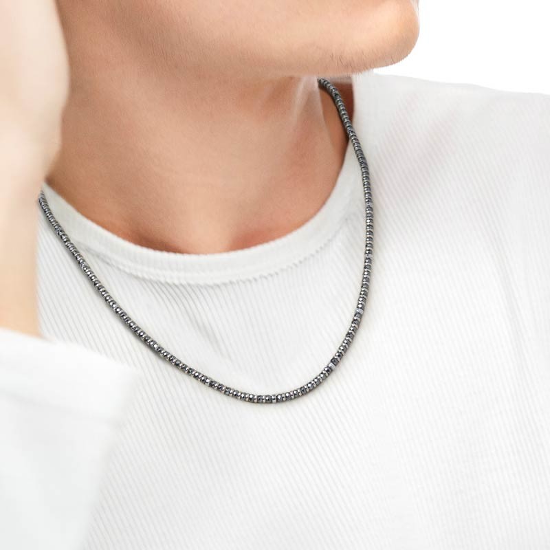 Collana ematite sfaccettata e liscia