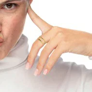 Anello doppia fascia trama puntinata e chevron