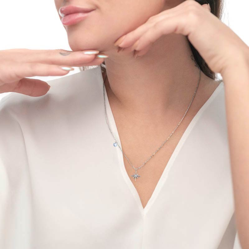 Collana rosa dei venti pendente 10mm e zircone