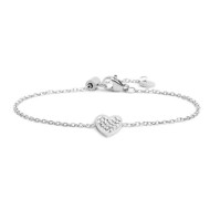 S.STEEL HEART BRACELET WITH CRYSTALS TOTAL LENGTH: 19CMWITH 6MM DOUBLE SIDES LOGO TAG 7.5*8.5MM HEART WITH CLAY AND RHINESTONES