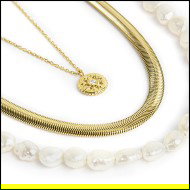 Collane con perle catena snake e collana pendente rosa dei venti