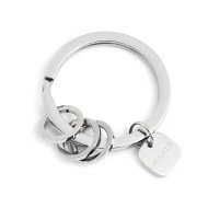 S.STEEL KEYRING 30MM WITH RINGS Polished s.steel keyring with 30 mm diameter, 2,70 mm width, 2,40 mm thickness, with lasered Mar