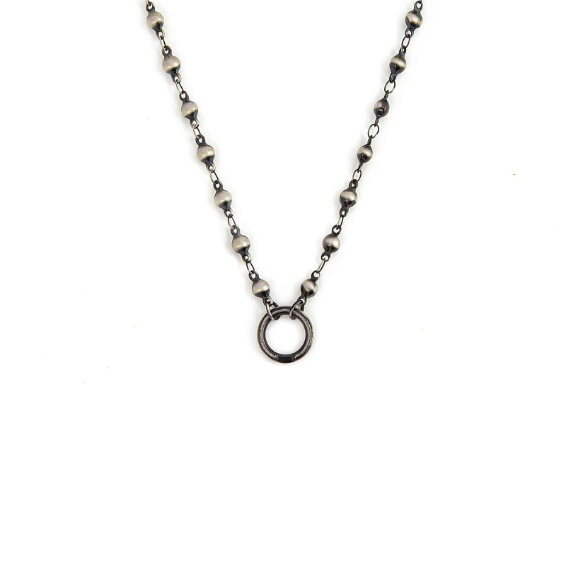 BRUSHED BLACK IP BALL CHAIN NACKLACE BRUSHED BLACK IP BALL CHAIN NACKLACE