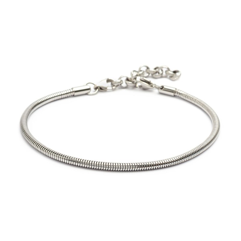 S.S. ANKLET ROUND SNAKE CHAIN S.Steel anklet round snake chain, 3,20 mm diameter. On both ends locks by etching striped texture