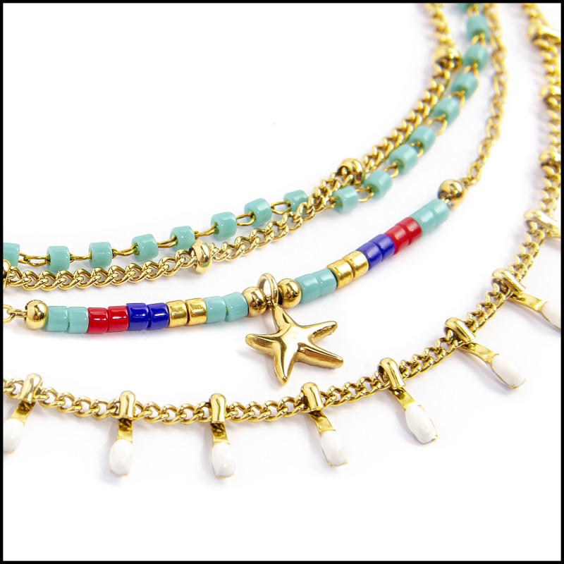 Bracciale con stella marina e bracciale con pendenti smaltati