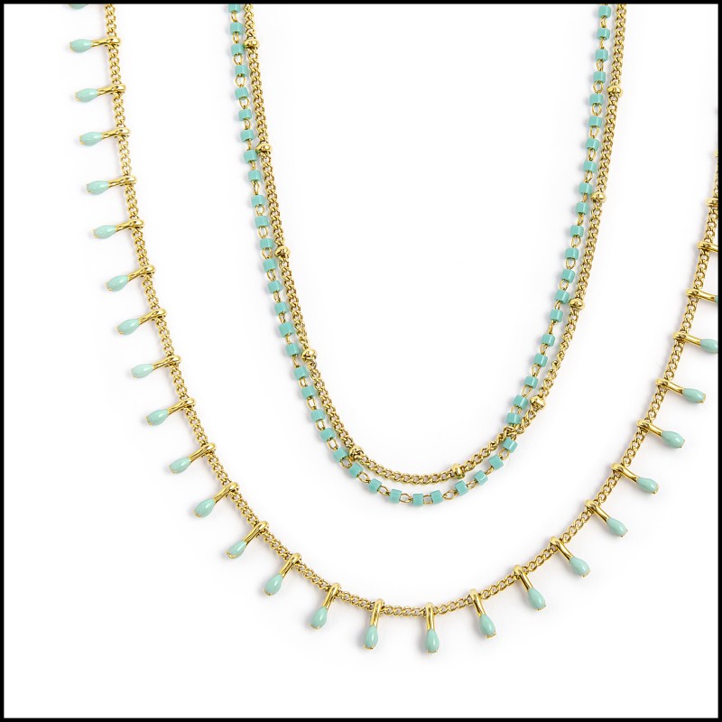 Collana pendenti turchesi e collana miyuki turchesi