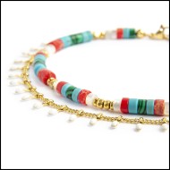 Cavigliera rondelle multicolore e cavigliera pendenti smaltati