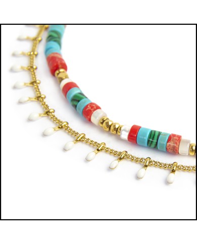 Cavigliera rondelle multicolore e cavigliera pendenti smaltati