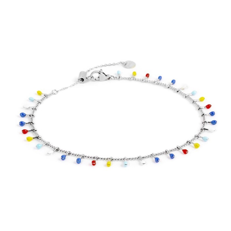 Cavigliera rondelle multicolore e cavigliera pendenti smaltati