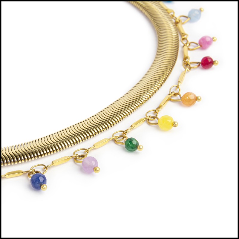 Cavigliera agata colorata e cavigliera catena snake