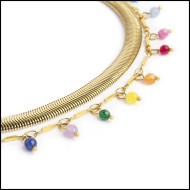 Cavigliera agata colorata e cavigliera catena snake