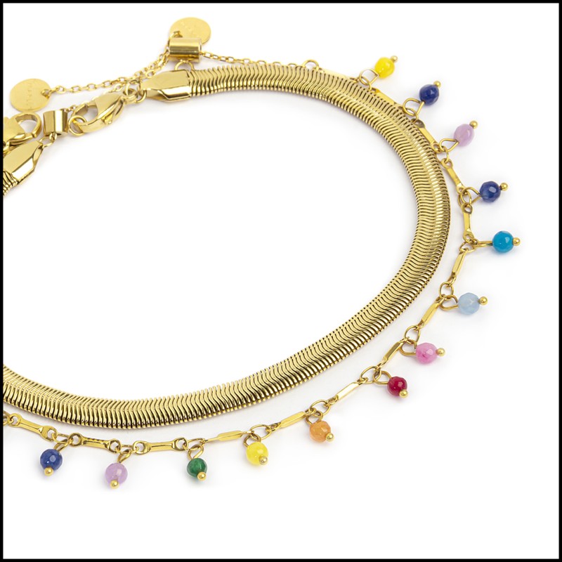 Cavigliera agata colorata e cavigliera catena snake