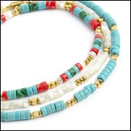 Cavigliere con rondelle madreperla turchesi e multicolor