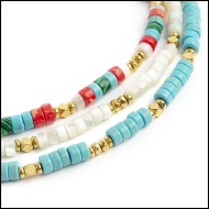 Cavigliere con rondelle madreperla turchesi e multicolor