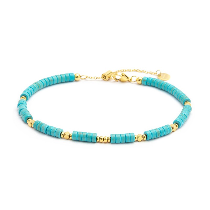 Cavigliere con rondelle madreperla turchesi e multicolor